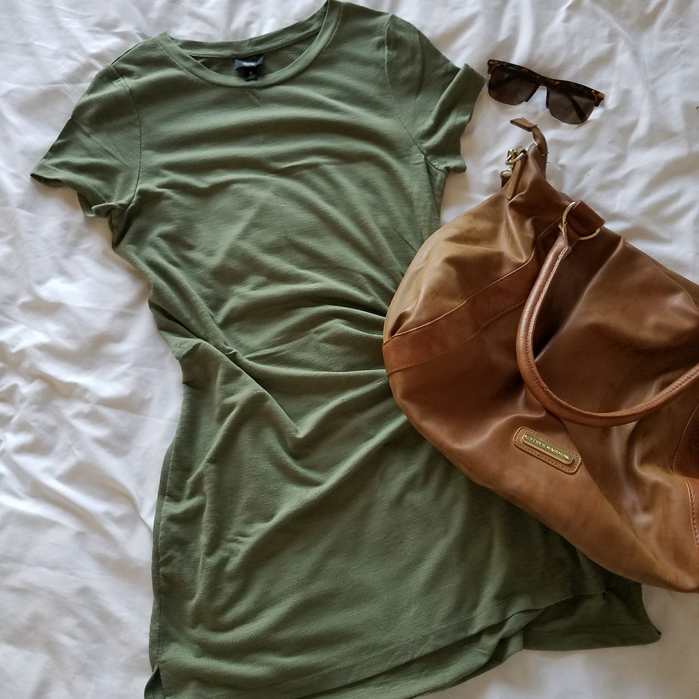 Perfect throw-on olive Tshirt dress